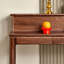 Console ronde en bois de noyer massif-1885759902