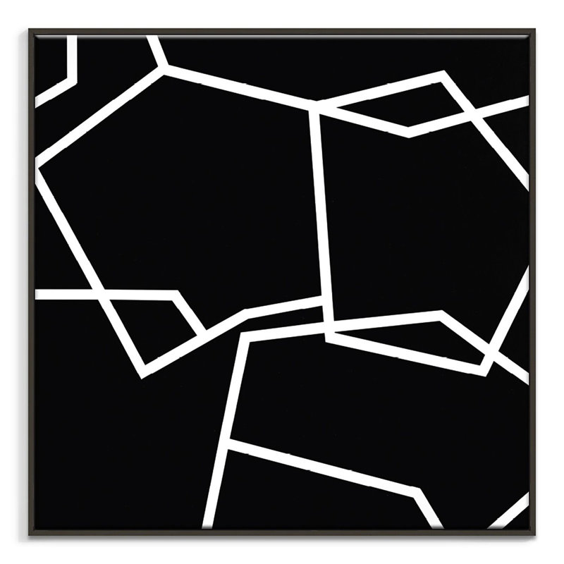 Geometric 2 by Chalie MacRae - Single Picture Frame Print on Canvas, 76cm H x 76cm W x 4cm D, Black