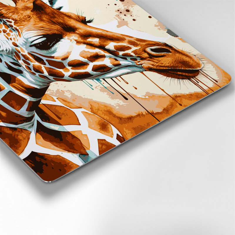 Art mural gris en forme de girafe, H 12 po x l 12 po