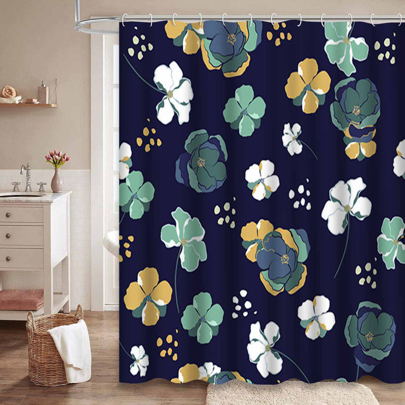 Magnifique rideau de douche bleu marine avec 12 crochets, L 72 po x l 78 po