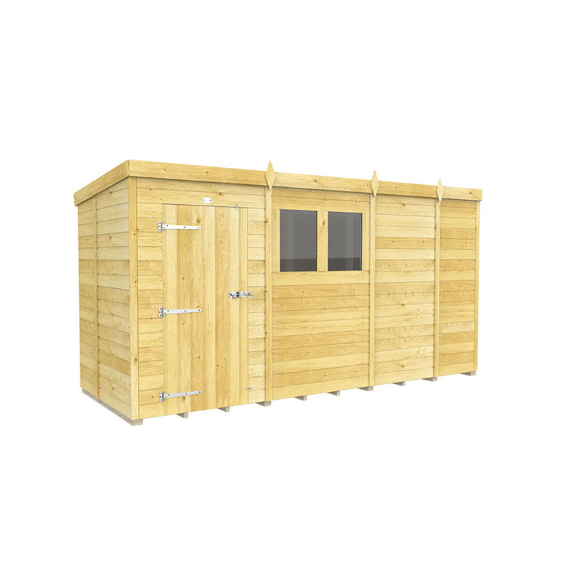13ft x 5ft Pent Shed - Single Door with Windows