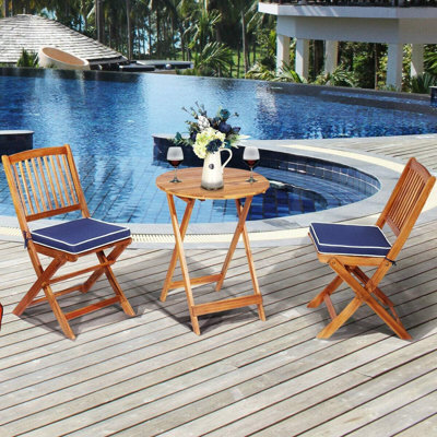 Mesina 2 - Person Wood Patio Dining Set with Round Table , Cushions Included
