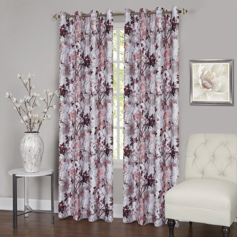 Sybilla Room Darkening Curtain Single Panel, 50" W x 63" L, Blush