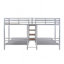 Lit superposé simple au-dessus de simple et simple en métal, escalier avec lit superposé triple et tablettes de rangement en métal-130041770