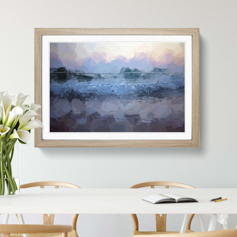 Waves in Greece in Abstract - Picture Frame Graphic Art Print, 35cm H x 50cm W x 2cm D, Oak