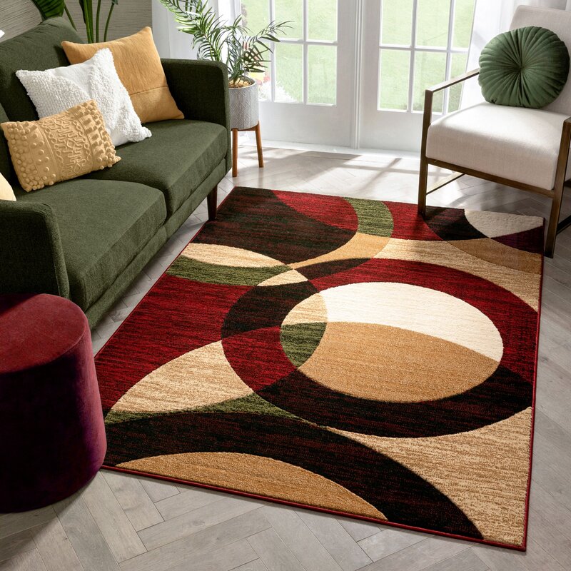 Ebern Designs Bingo Red Modern Geometric Rug & Reviews - Wayfair Canada