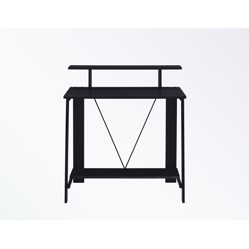 wooden frame Desk with bottom shelf, Black
