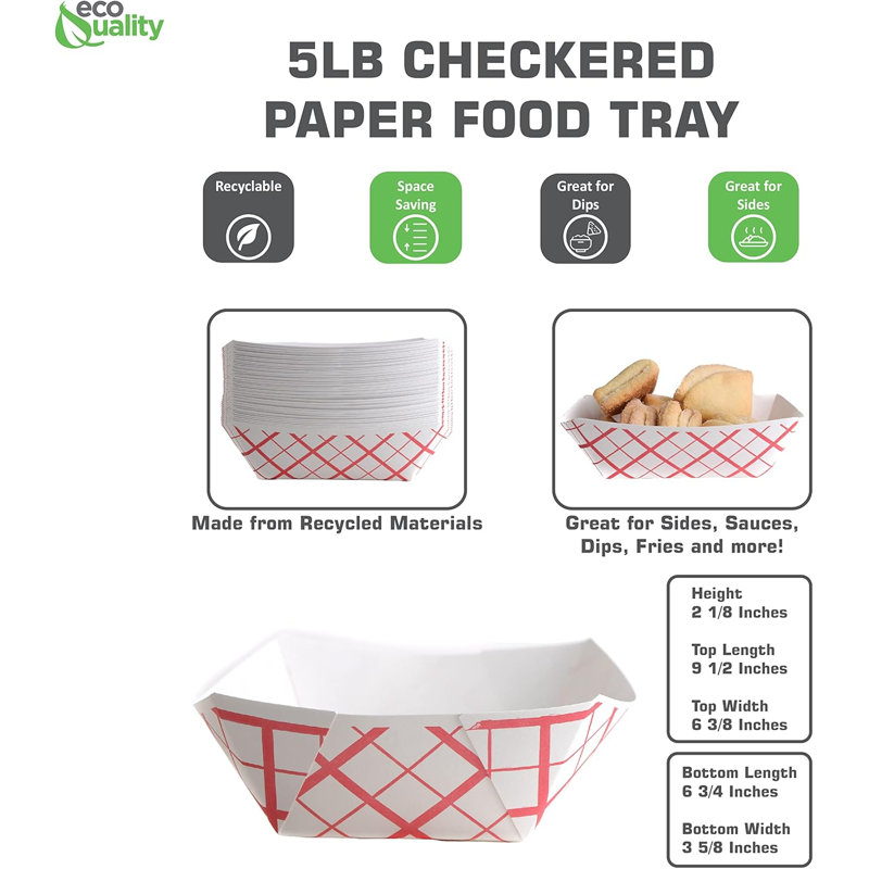 Plateau à nourriture éco-responsable en papier 5 lb - pour pique-niques, carnavals, camping, barbecue et fêtes (600)