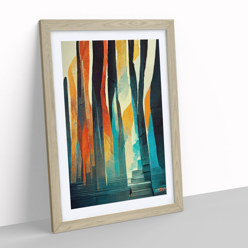 Torn Abstract Forest No.1 - Single Picture Frame Print, Oak, 64cm H x 46cm W