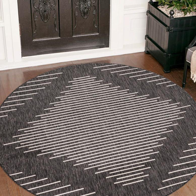 Striped Indoor / Outdoor Rug, Round 13'1"