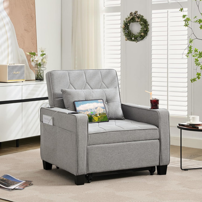 Sofa Bed Convertible 3 in 1 Sleeper Chair Bed with Adjustable Backrest Pull Out Sofa Single Sofa Bed Chairs for Small Space Living Room