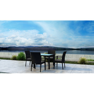 Thornaby 4 - Person Wicker Patio Dining Set with Square Table