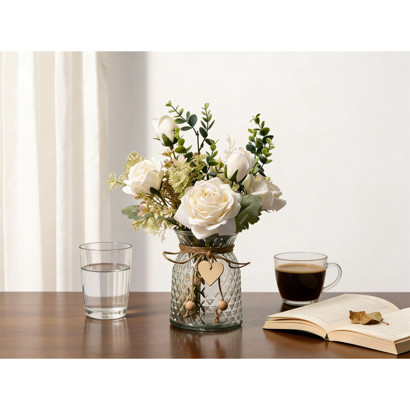 Arrangement floral artificiel, Blanc