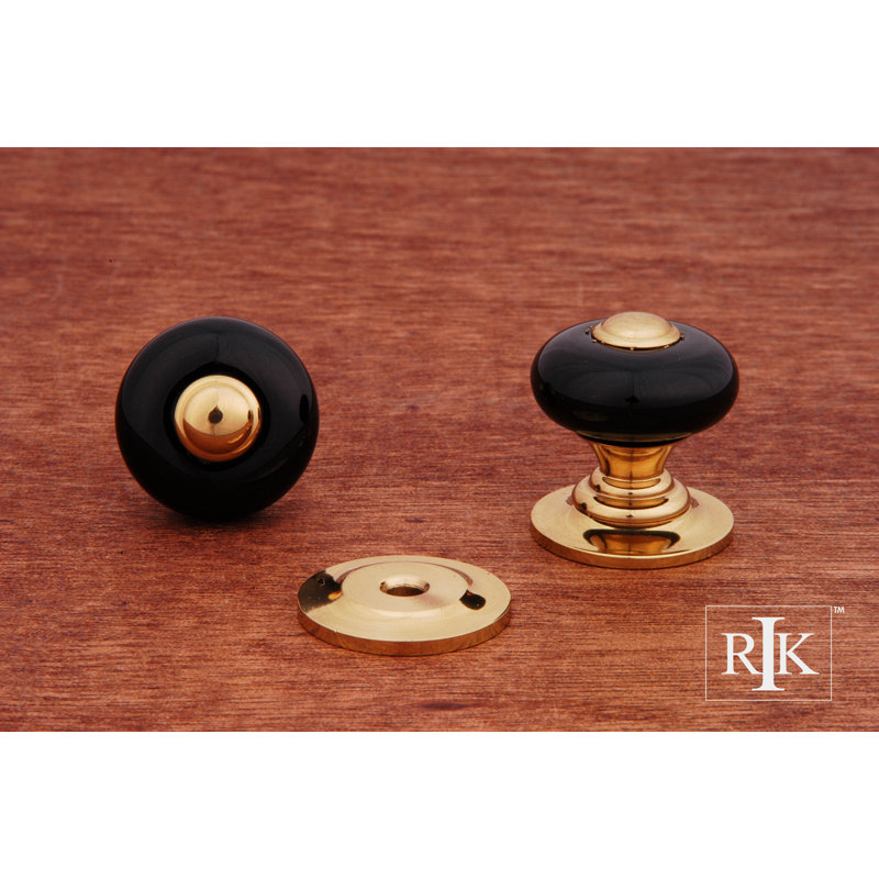 CK Series Diameter Mushroom Knob, 1" H x 1" W x 1.13" D, Black / Polished Brass