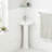 20" Point Roberts 27.13" Tall White Porcelain Corner Pedestal/Wall Bathroom Sink with Overflow
