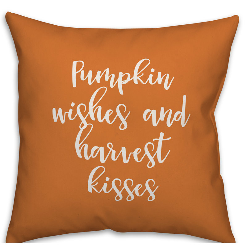  Coussin Pumpkin Wishes and Harvest Kisses, Orange, Housse de coussin