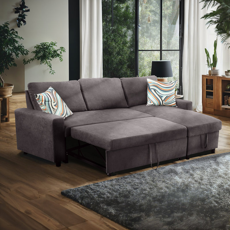 Maitilde Upholstered 83'' Sleeper Sofa, Dark Gray Chenille
