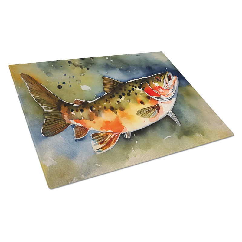 Brook Trout Glass Cutting Board Large