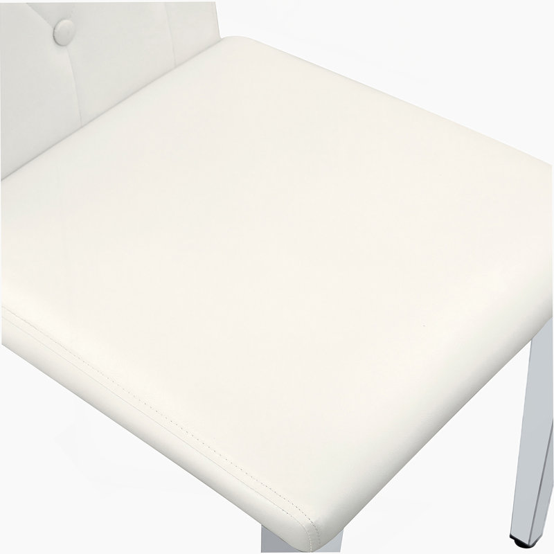 Ensemble de 4 chaises de salle à manger en polyuréthane blanc: dossier à boucle ergonomique, hauteur de 35 pouces, pieds en métal noir, combinant confort et texture. Parfaitement adapté aux salles à manger familiales, aux salles de banquet d'hôtel, etc.