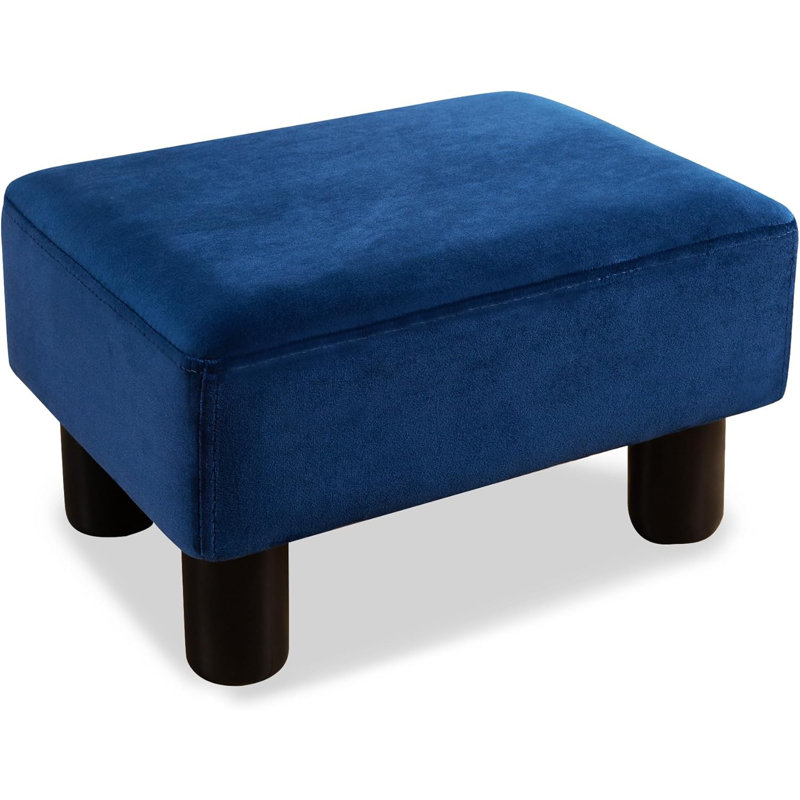 Petit tabouret de pieds rectangulaire, repose-pieds en velours avec repose-pieds en plastique antidérapant, marchepieds modernes pour canapé, bureau, salon, chiens, bleu marine