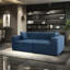 Lit confortable en velours bleu avec espace de rangement organisé-289808831-289808830