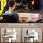 Bureau en forme de L de 42 po avec lumières à DEL, prises de courant et espace de rangement réversible brun rustique pour l'installation d'un bureau à domicile par éclairage, douille, charge,