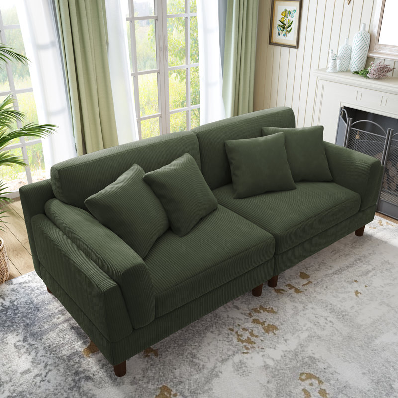 Ainara Bentura 227.9Cm Square Arms Sofa, Green