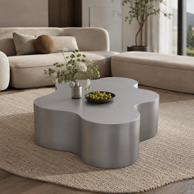 Table basse en acier inoxydable en forme de couronne de 39,4 po Caston, centre de table moderne sculptural d'une capacité de 220 lb