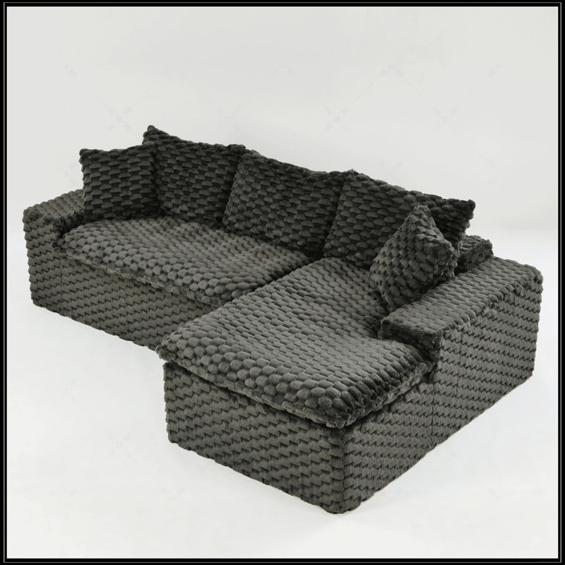 Canapé polyvalent en velours Turtle, Black, Face à la droite
