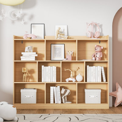 Ebern Designs White Cube Bookshelf, Wood Bookcase With 3 Tier Open Shelves, 10-cube Minimalist Storage Shelf For Living Room, 43.3" W X 35.4" H