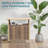 Outdoor Storage Cabinet with Rolling Wheels, Patio Bar Cart with Table and Wicker Cabinet, Kitchen Island Prep Table
