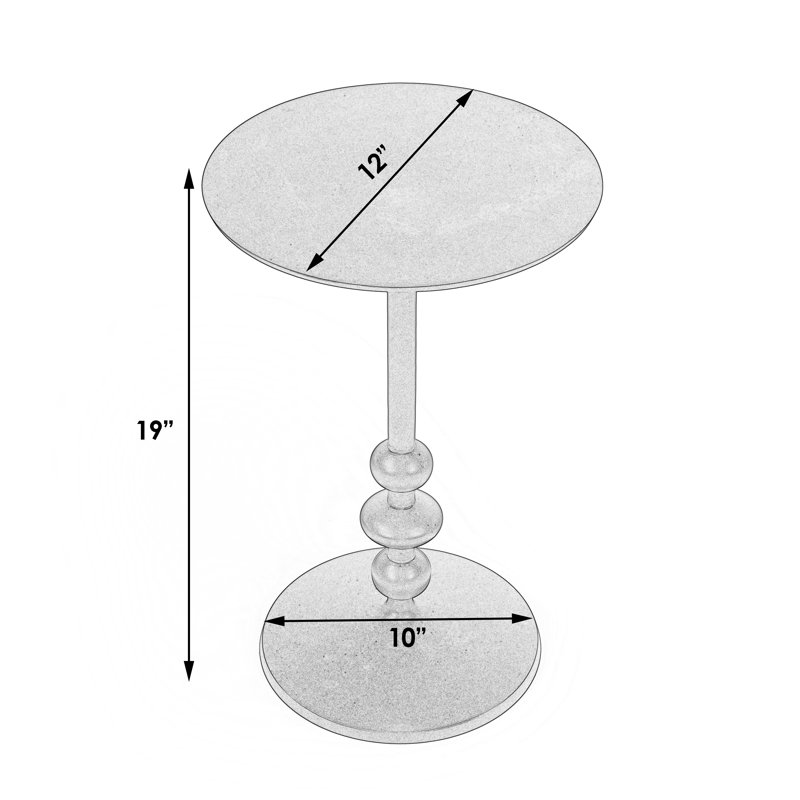 Zora Distressed Iron Pedestal Side Table, Matte Black
