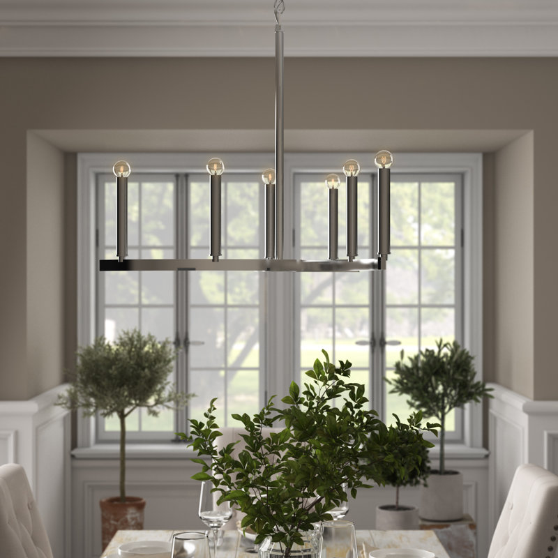Lustree 6 lumières façon bougie/classique Mcspadden, Nickel brossé