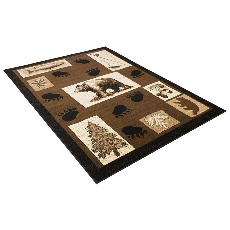 Tapis en polypropylène brun / crème Cordell, Rectangle 5 pi x 7 pi