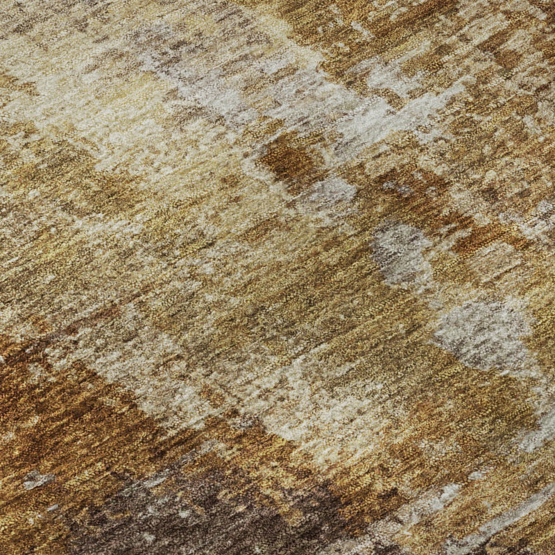 Premium Machine Washable Mayfield AMF2300 Abstract Rug, 1'8" x 2'6", Walnut