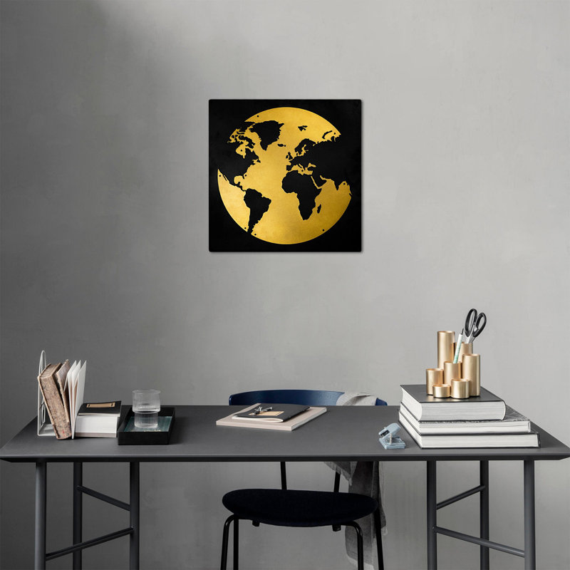Transportation Wall Decor on Metal, Gold Black