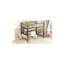 Lit mezzanine double en métal avec bureau et grille en métal, noir