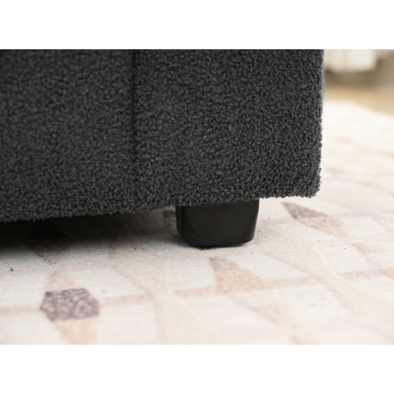 Canapé modulaire en laine d'agneau confortable avec méridienne généreuse gris foncé - 3 places, l 103,14 po x l 56,96 po H 34,23 po orienté à gauche spacieux et confortable