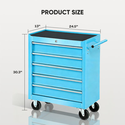 5-Drawer Rolling Tool Chest With Lock, Tool Cart Storage Cabinet Organizer With Wheels and Handle