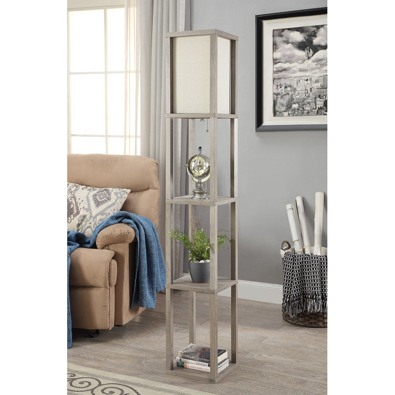 Jameir 62.5'' Brown Tray Table Floor Lamp