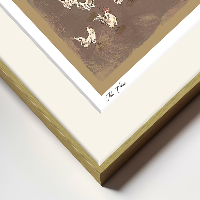 The Hens, 24" H x  32" W, Gold