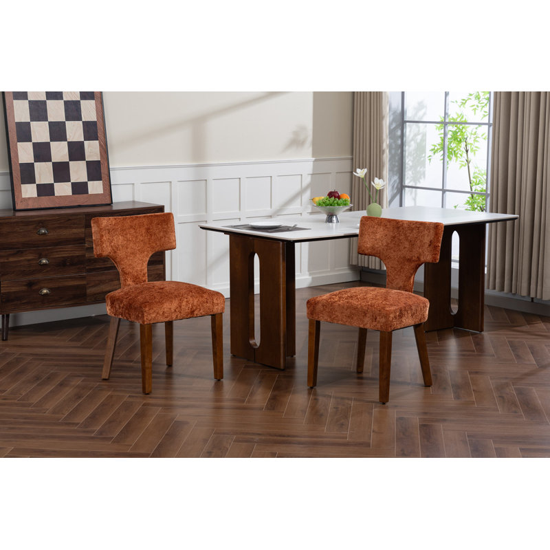 Ensemble de 2 chaises de salle à manger de style Mid-Century moderne avec siège rembourré, Orange