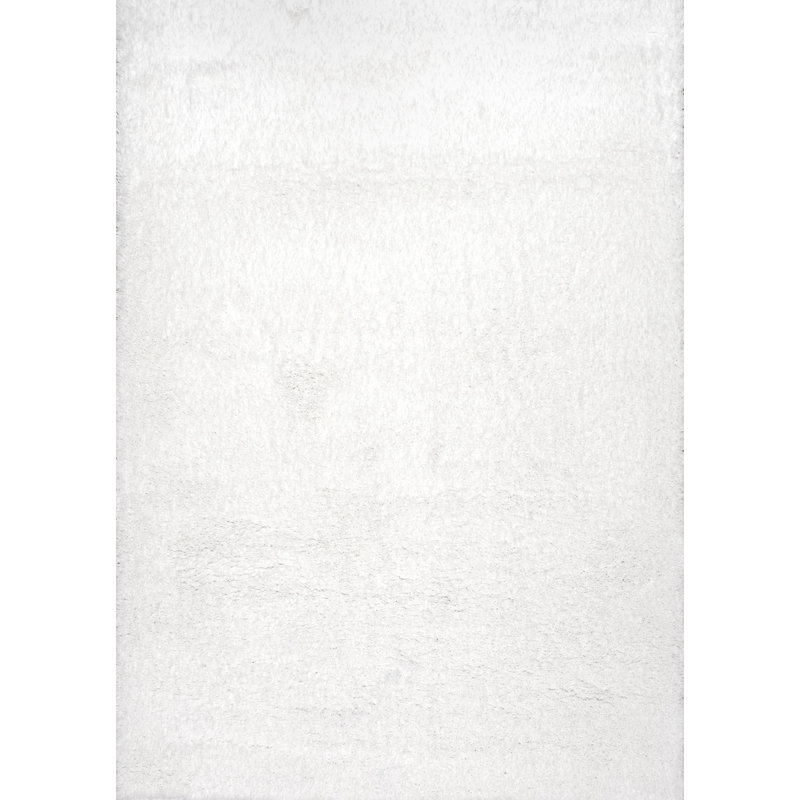 Tapis à poil long performance blanc à motif contemporain tissé à la machine Alanson, Rectangle 9 pi 2 po x 12 pi
