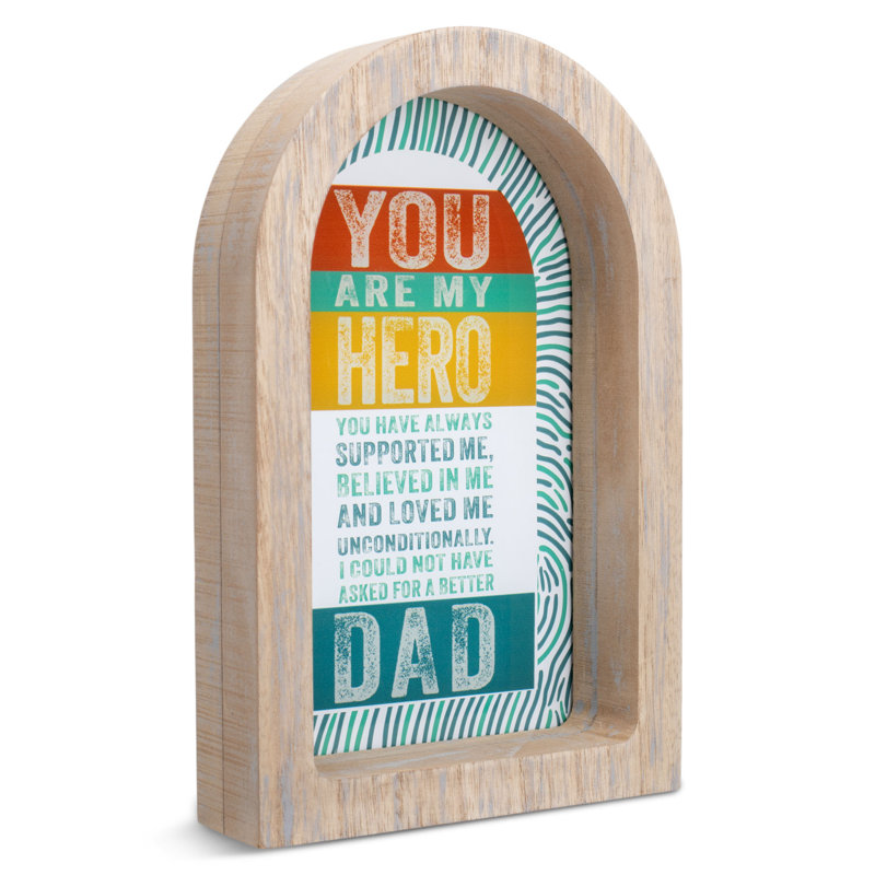 Framed Arch Dad My Hero Gray 7x11