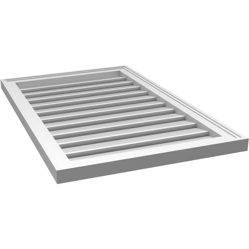 Évent à pignon fonctionnel en uréthane rectangulaire à fixation en surface, brun clair apprêté, H 34 po x l 22 po x P 1,5 po