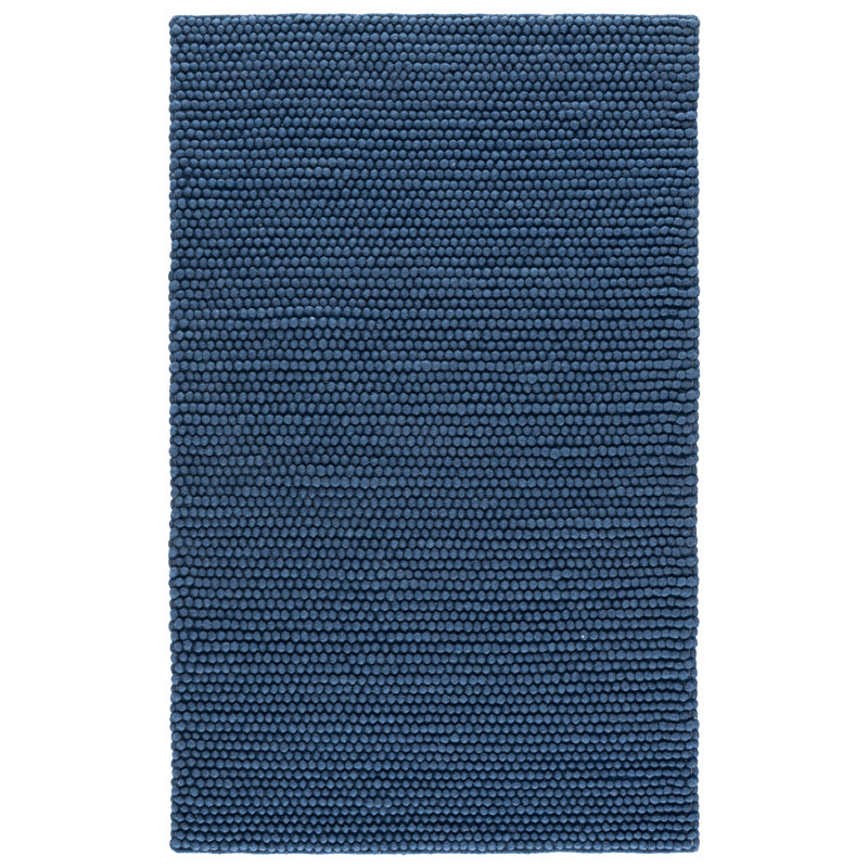 Tapis bleu marine en laine et en coton tissé à la main Amira, Rectangle 2 pi 3 po x 4 pi