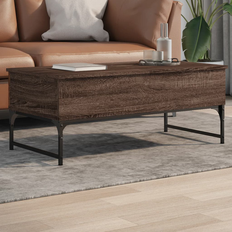 Annabella Lift Top Sled Coffee Table with Storage, 40cm H x 100cm L x 50cm W, Brown Oak