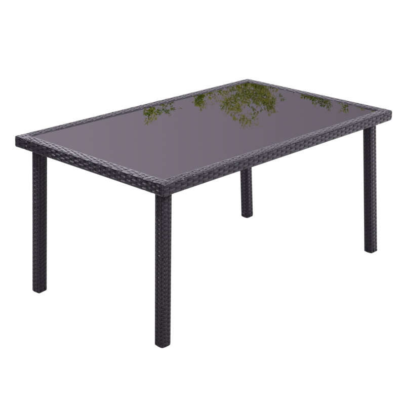 Gethers Rectangular Wicker Outdoor Dining Table , 150cm cm W 90cm cm D, Black