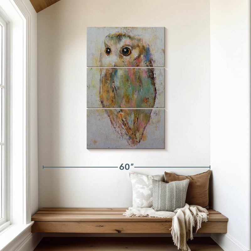 Brampt Pastel Abstract Owl, 45" H x 28" W