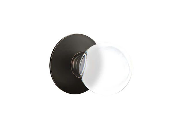 Emtek Passage Interior Mortise Set w/ Modern Rosette & Bristol Glass Knob (RH), Oil Rubbed Bronze